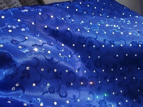 Ткань шелк синий с блестками, рисунком For Hand Made, рукоделия, поделок