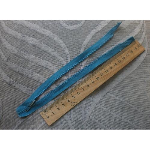 Застежка *молния* металлическая сине-бирюзовая длина 19 cm