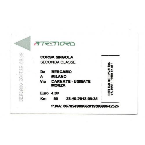 Билет, поезд, Италия, 2018
