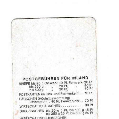 Календарик 1982 Почтовые сборы, с линейкой, Германия
