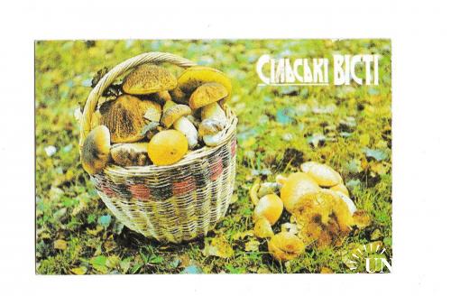 Календарик 1988 Пресса, Сільські Вісті, грибы
