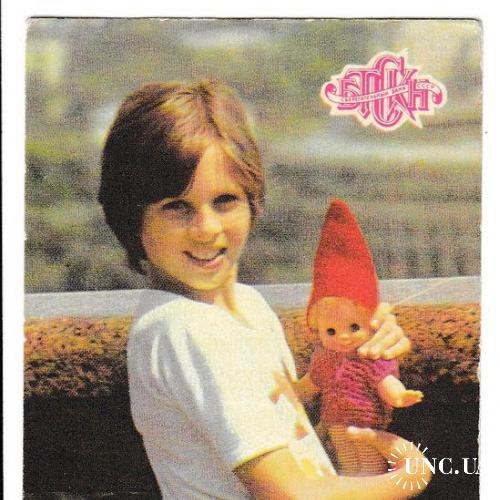 Календарик 1989 Банк, девушка с игрушкой
