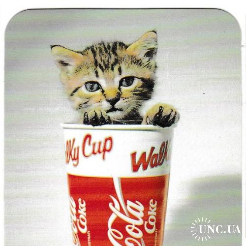 Календарик 1999 Англия, кошка, Coca Cola
