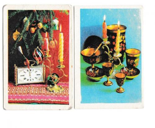 Календарики 1985 Натюрморт, свечи, Новый Год, Грузия
