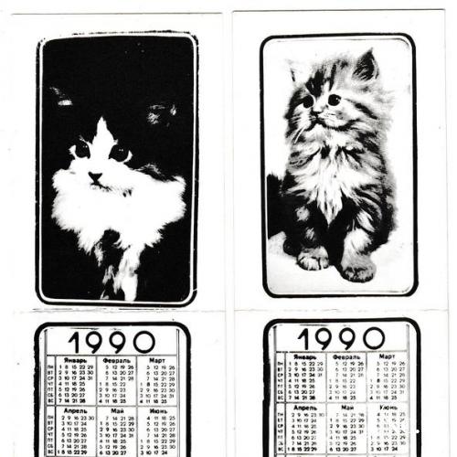Календарики 1990 Кошки, кооперативные, РЕДКИЕ
