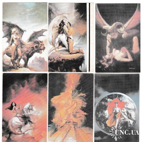 Календарики 1992 Эротика, фэнтези, живопись, искусство
