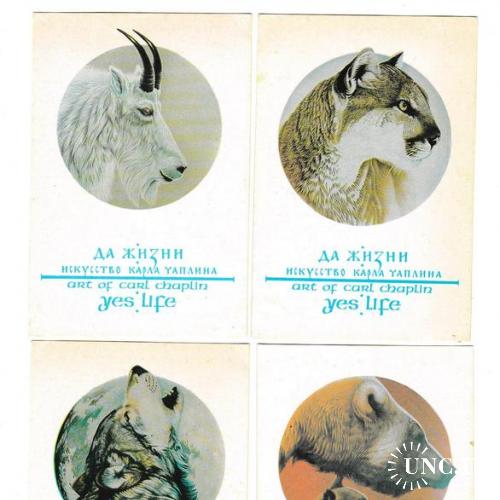 Календарики 1992 Издательство Космополис, фауна, живопись, искусство, Карл Чаплин