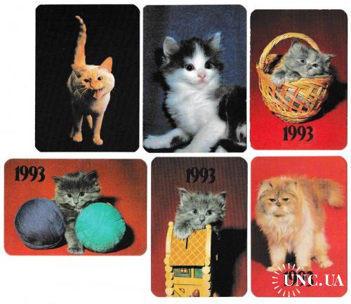 Календарики 1993 Кошки, животные
