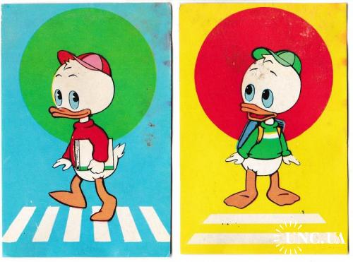 Календарики 1993 Правила дорожного движения, ГАИ, мультфильмы, Donald