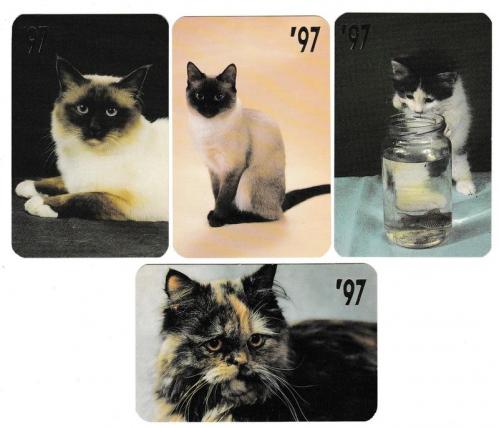 Календарики 1997 Кошки, пресса, фото журнала Друг
