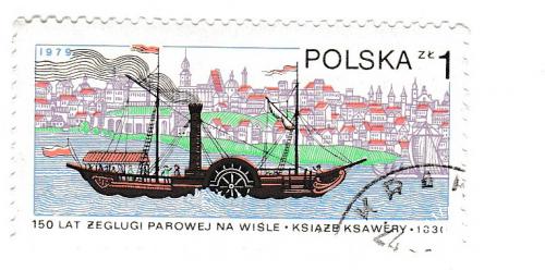 Марка почтовая, пароход, Польша, 1979
