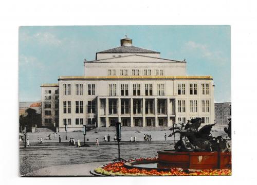 Открытка 1962 Лейпциг, Германия, Messestadt Leipzig, Opernhaus am Karl-Marx-Platz 