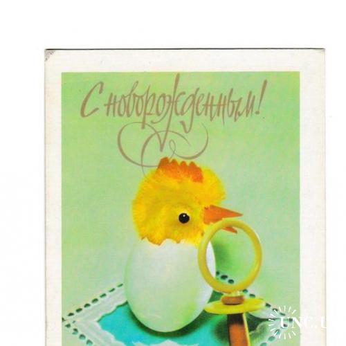 Открытка 1978 С Новорожденным!, цыплёнок
