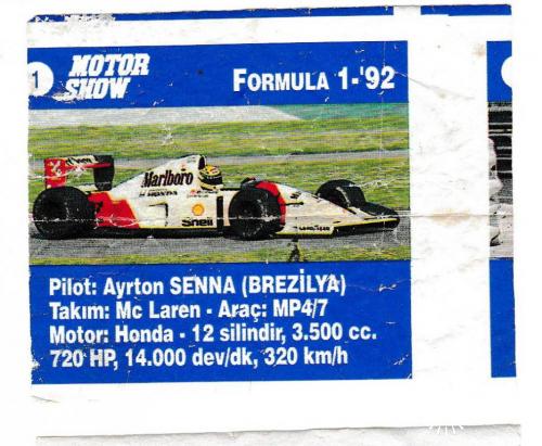 Вкладыш Motor Show Formula 1-'92 #1 Айртон Сенна
