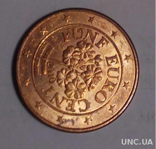 Австрия 5 евро центов 2010