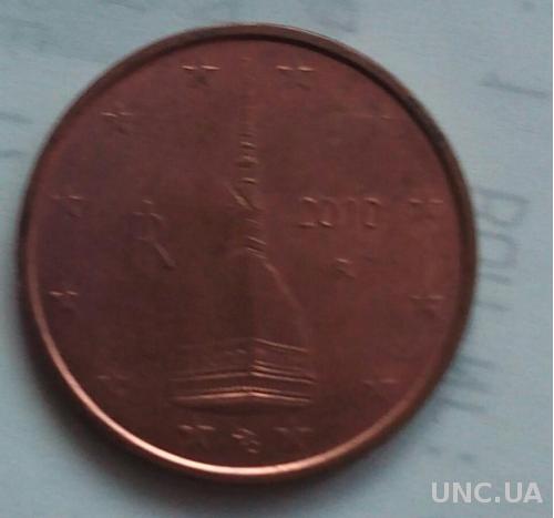 Италия 2 евро цента 2010
