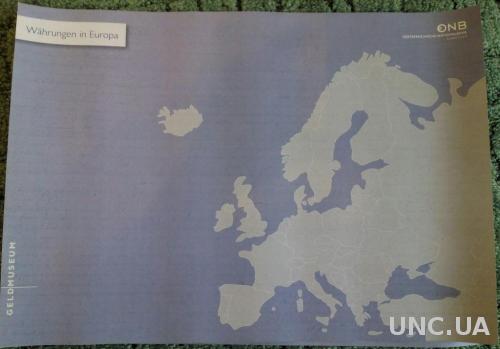 Национальный Банк Австрии Денежная карта Европы+ наклейки