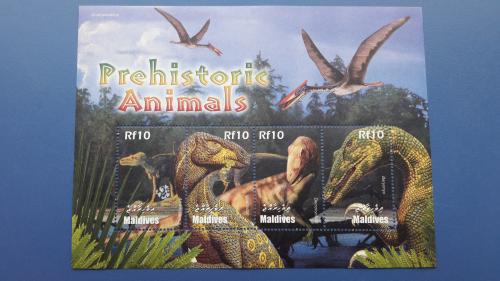 Мадьдивы 2005 Фауна динозавры рептилии пресмыкающиеся доисторические животные малый лист MNH **