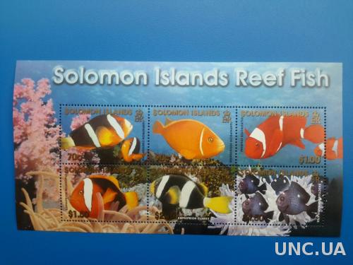 Соломоновы острова Фауна морская рыбы животные лист MNH **