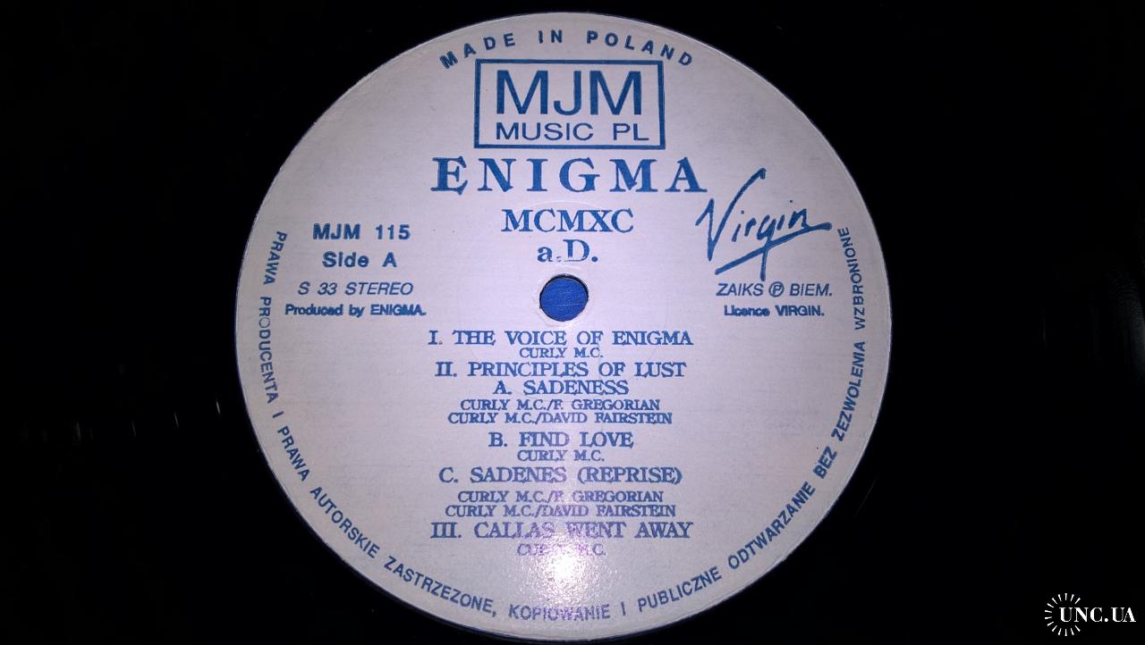 Enigma ‎ (MCMXC a.D.) 1990. (LP). 12. Vinyl. Пластинка. Poland. купить на |  Аукціон для колекціонерів UNC.UA UNC.UA