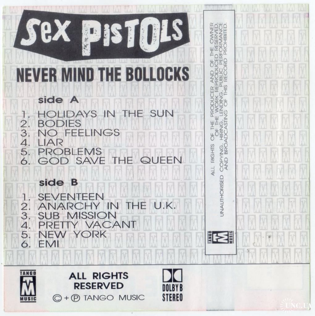 Sex Pistols (Never Mind The Bollocks) 1977. (MC). Кассета. Tango Music.  Poland. купить на | Аукціон для колекціонерів UNC.UA UNC.UA