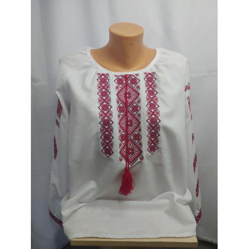 Блузка. Рубашка. Вышиванка. Белая с Красным Узором. Женская. Новая. Украина