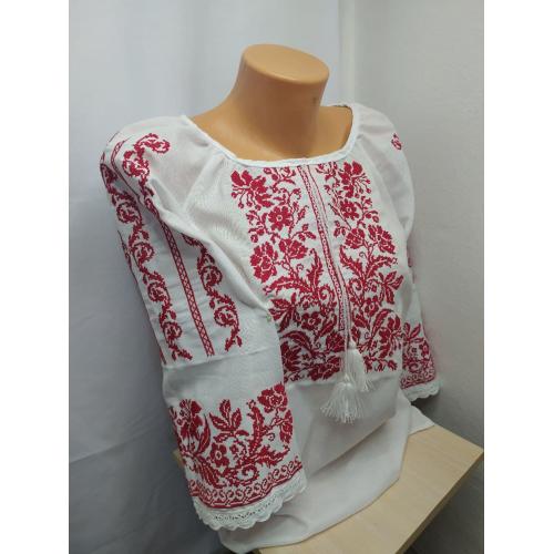 Блузка. Рубашка. Вышиванка. Белая с Красным. Женская. Новая. Украина
