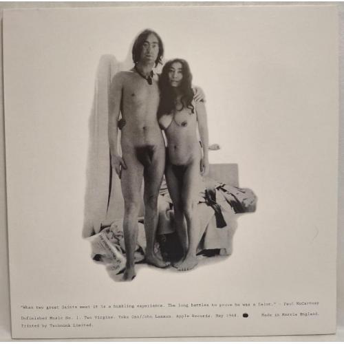 John Lennon And Yoko Ono EX Beatles - Unfinished Music No.1: Two Virgins - 1968. (LP). 12. Пластинка