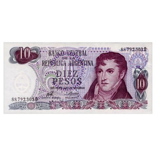 АРГЕНТИНА 295(4) ARGENTINA 10 PESOS ND(1973-76) Unc