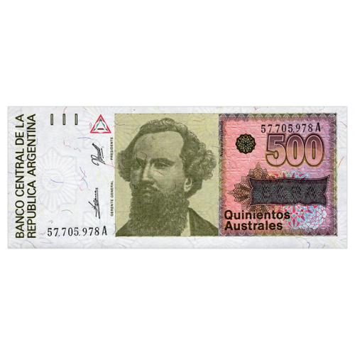 АРГЕНТИНА 328b ARGENTINA 500 AUSTRALES ND(1988-90) Unc
