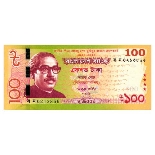 БАНГЛАДЕШ 66 BANGLADESH ЮБИЛЕЙНАЯ 100 TAKA 2020 Unc