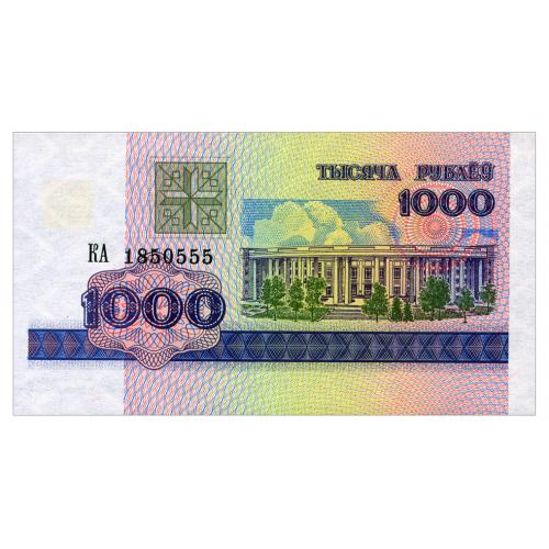 БЕЛАРУСЬ 16 BELARUS СЕРИЯ КА 1000 RUBLES 1998 Unc