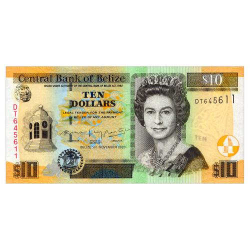 БЕЛИЗ 68e BELIZE 10 DOLLARS 2020 Unc