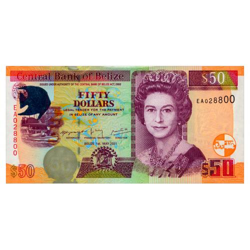 БЕЛИЗ 70 BELIZE 50 DOLLARS 2021 Unc