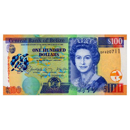 БЕЛИЗ 71 BELIZE 100 DOLLARS 2021 Unc