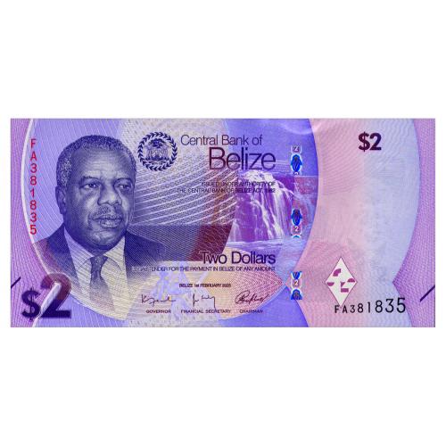 БЕЛИЗ W73 BELIZE 2 DOLLARS 2025 Unc