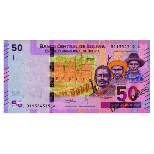 БОЛИВИЯ 250(1) BOLIVIA 50 BOLIVIANOS 1986(2018) Unc