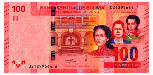 БОЛИВИЯ 251 BOLIVIA 100 BOLIVIANOS 1986(2019) Unc