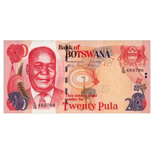 БОТСВАНА 27b BOTSWANA 20 PULA 2006 Unc