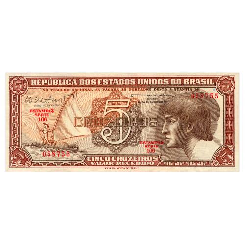 БРАЗИЛИЯ 166b BRAZIL 5 CRUZEIROS ND(1961-62) Unc