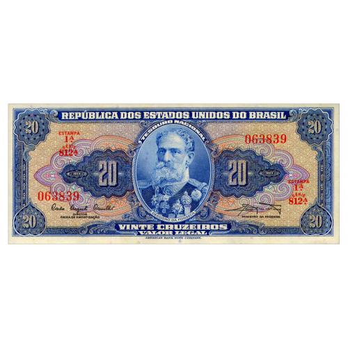 БРАЗИЛИЯ 168a BRAZIL 20 CRUZEIROS ND(1961) Unc