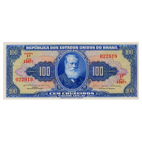 БРАЗИЛИЯ 170b BRAZIL 100 CRUZEIROS ND(1964) Unc