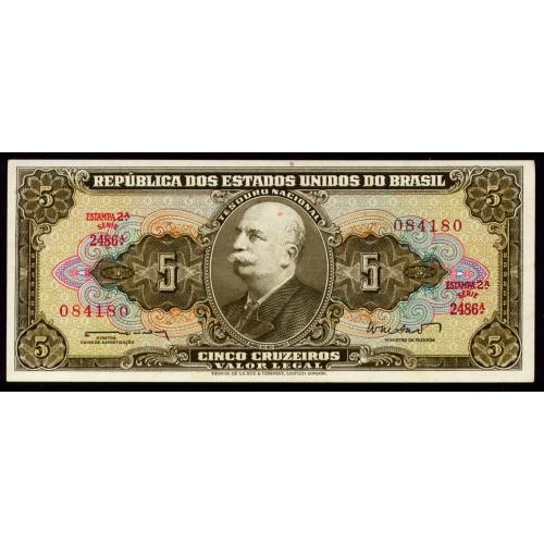  БРАЗИЛИЯ 176a BRAZIL 5 CRUZEIROS ND(1962-64) aUnc