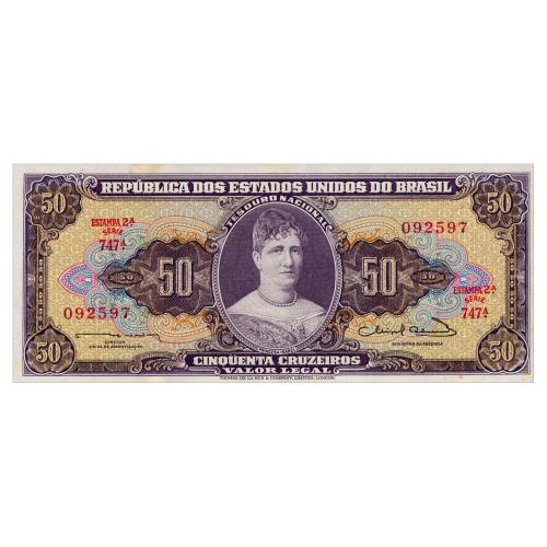 БРАЗИЛИЯ 179 BRAZIL 50 CRUZEIROS ND(1963) Unc