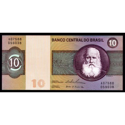 БРАЗИЛИЯ 193c BRAZIL 10 CRUZEIROS ND(1970-80) aUnc