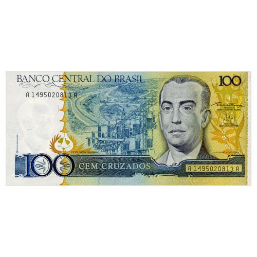 БРАЗИЛИЯ 211b BRAZIL 100 CRUZADOS ND(1986-88) Unc