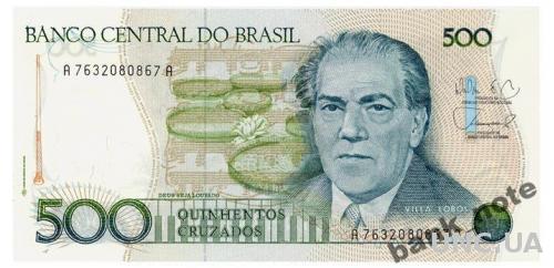 БРАЗИЛИЯ 212d BRAZIL 500 CRUZADOS ND(1988) Unc
