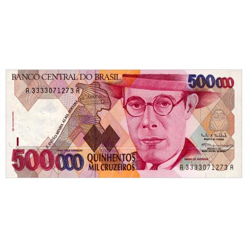 БРАЗИЛИЯ 236a BRAZIL 500000 CRUZADOS ND(1993) Unc