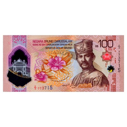 БРУНЕЙ W45 BRUNEI 100 RINGGIT 2024 Unc