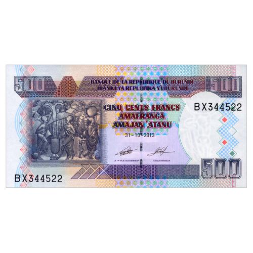 БУРУНДИ 45c BURUNDI 500 FRANCS 2013 Unc